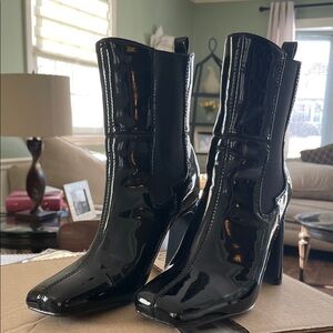Black Patent Leather Ankle Boots
